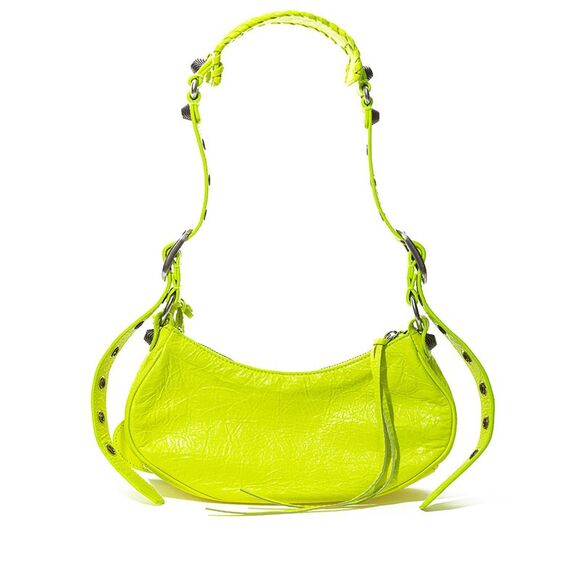 Balenciaga Neon Yellow Leather Shoulder Bag with Heart Mirror and Coin Purse - Picture 2 of 6